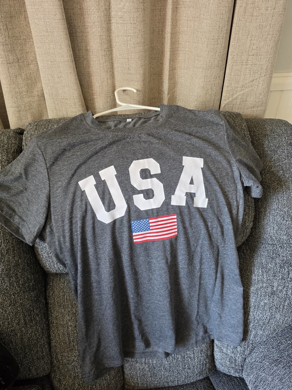 SHEIN Gray USA Graphic Short Sleeve Tee